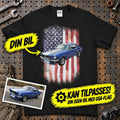 
Produktbillede af Personlig - Din bil og USA Flag - Med Din Bil MC Billede T-Shirt