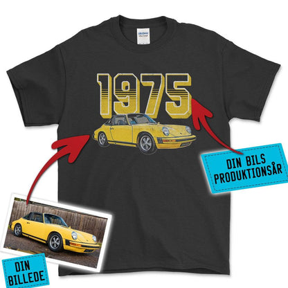 Personlig - Din bil og bil årgang - Med Din Bil MC Billede Unisex T-Shirt , Bomuld-Beklædning-Garage Culture-Garage Culture Shop- garage - man cave - merchandise