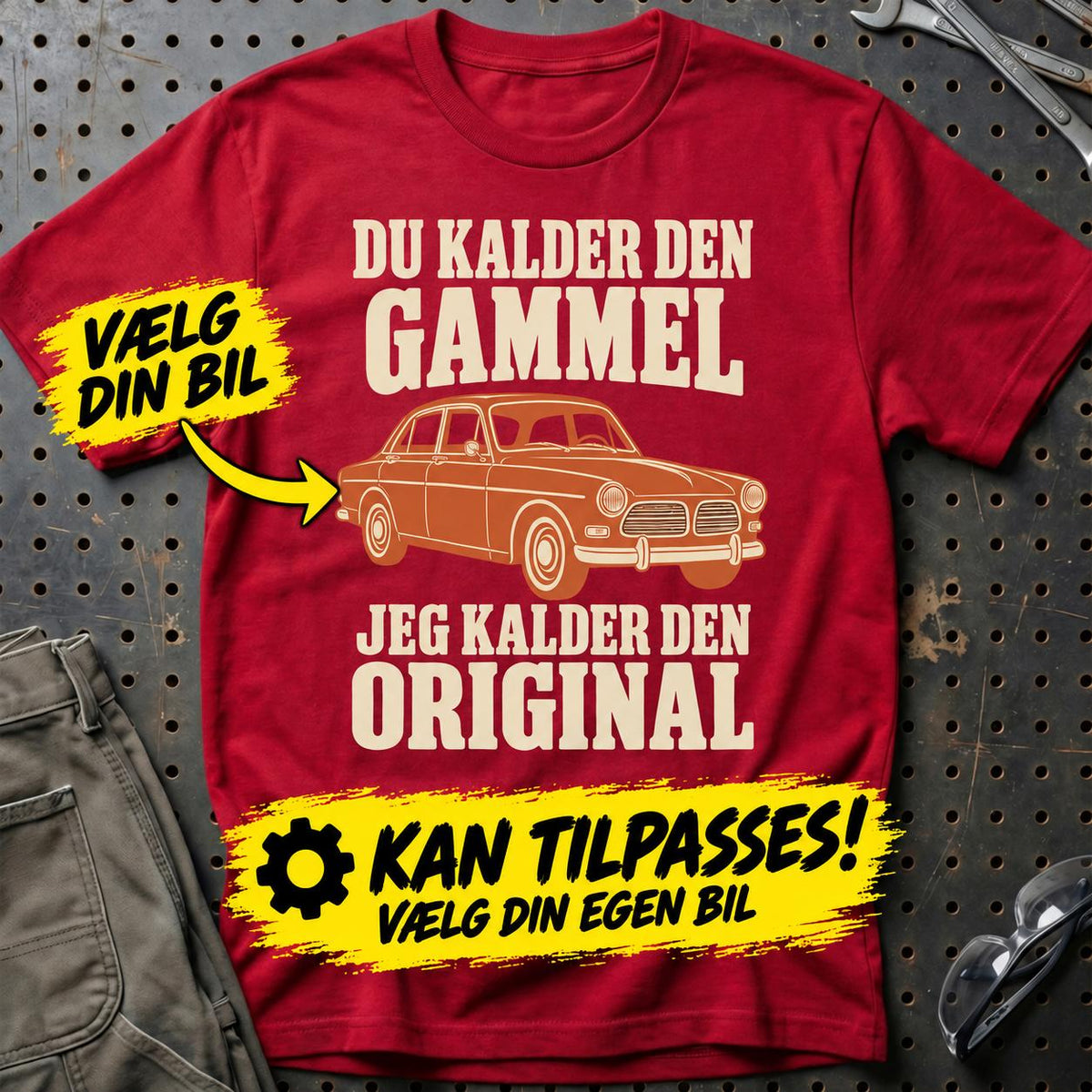 
Produktbillede af Personlig – Du kalder den gammel, jeg kalder den original – T-shirt med din bil