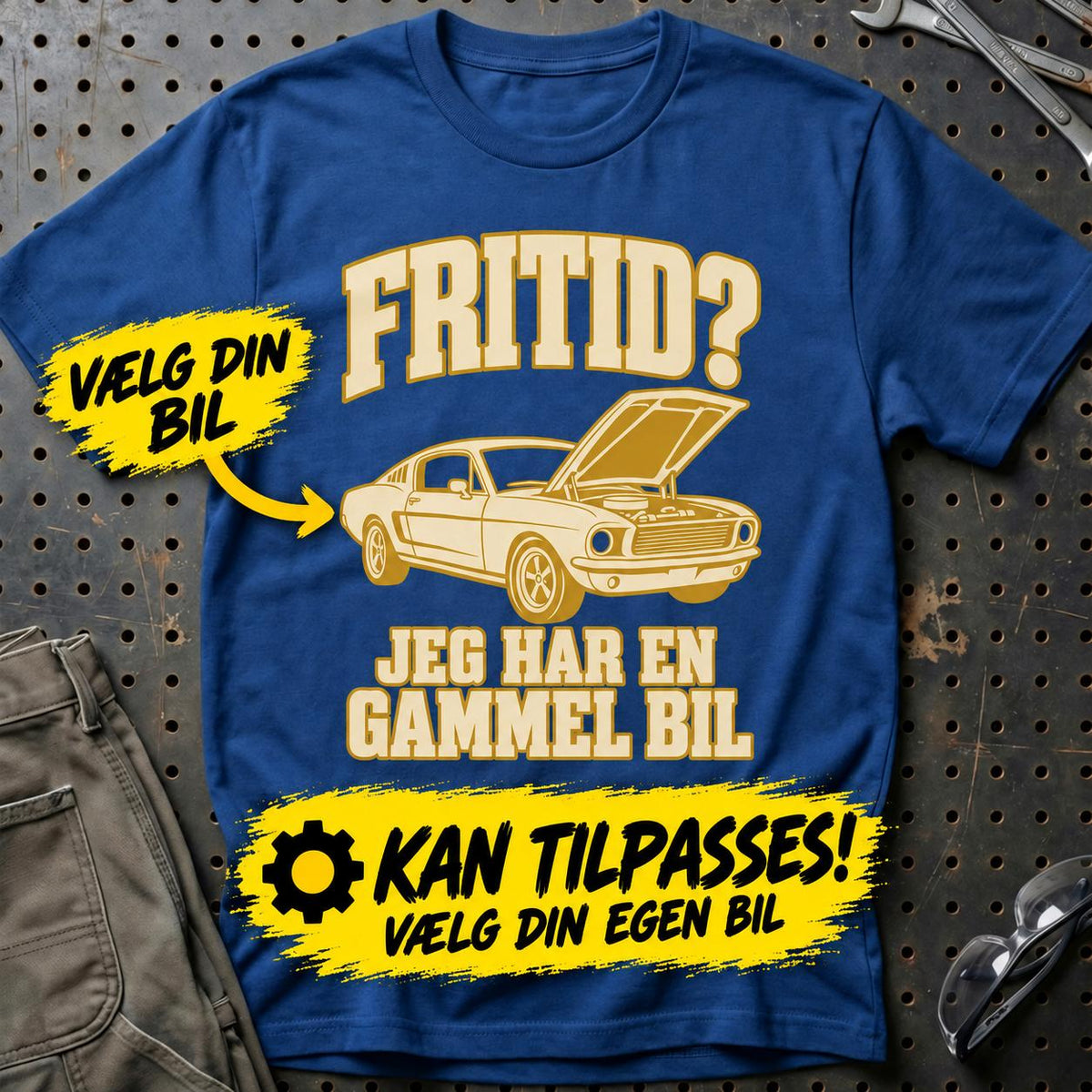 
Produktbillede af Personlig – Fritid? Jeg har en gammel bil – T-shirt med din bil