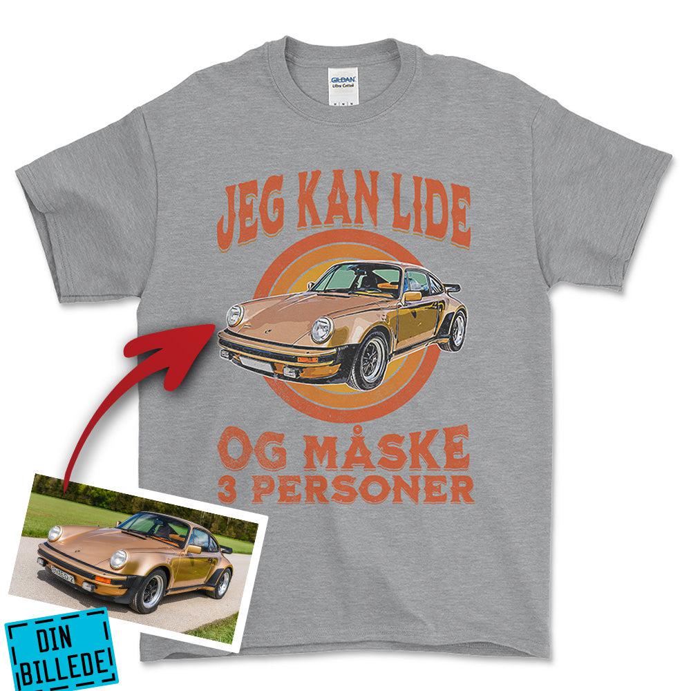 Personlig - Jeg Kan Lide Min Bil Og Måske 3 Personer - Med Din Bil MC Billede T-Shirt-Beklædning-Garage Culture-Grå Sport-S-Garage Culture Shop- garage - man cave - merchandise