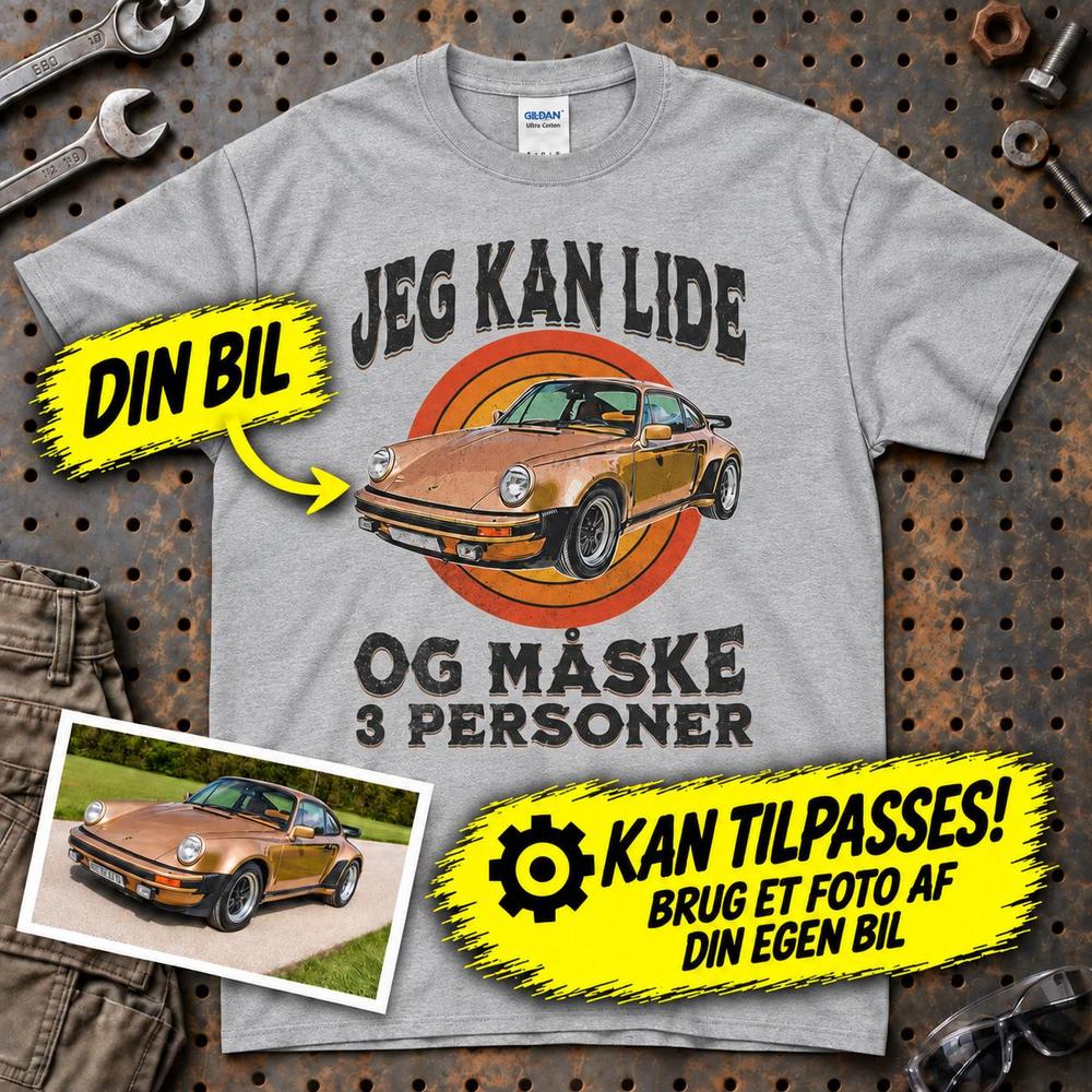 
Produktbillede af Personlig - Jeg Kan Lide Min Bil Og Måske 3 Personer - Med Din Bil MC Billede T-Shirt