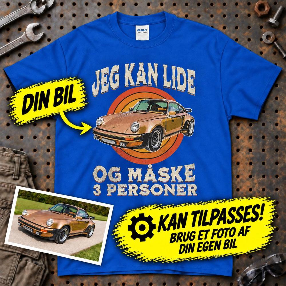 
Produktbillede af Personlig - Jeg Kan Lide Min Bil Og Måske 3 Personer - Med Din Bil MC Billede T-Shirt