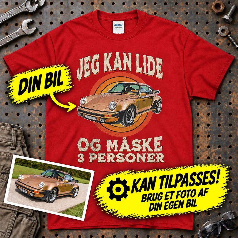 
Produktbillede af Personlig - Jeg Kan Lide Min Bil Og Måske 3 Personer - Med Din Bil MC Billede T-Shirt