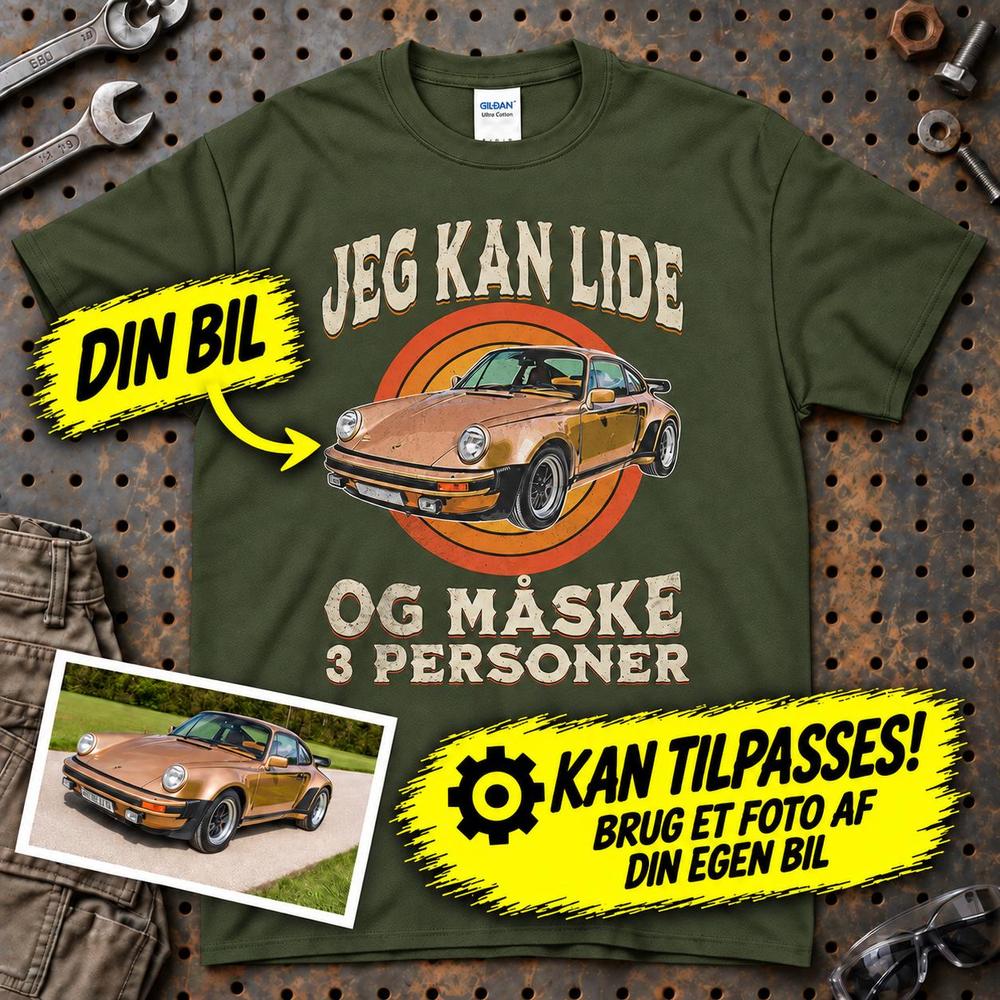 
Produktbillede af Personlig - Jeg Kan Lide Min Bil Og Måske 3 Personer - Med Din Bil MC Billede T-Shirt