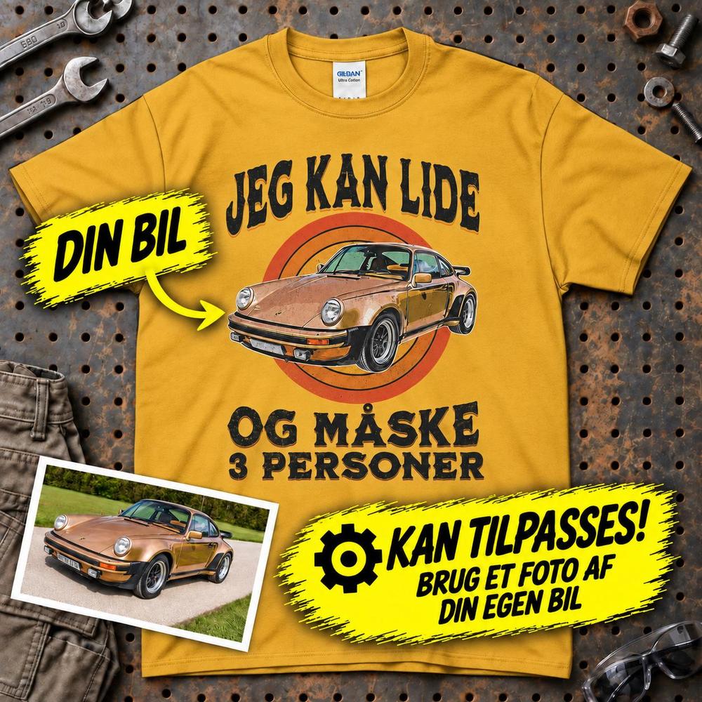 
Produktbillede af Personlig - Jeg Kan Lide Min Bil Og Måske 3 Personer - Med Din Bil MC Billede T-Shirt