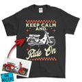 Personlig - Keep Calm And Ride On - Med Din Bil MC Billede T-Shirt-Beklædning-Garage Culture-Sort-S-Garage Culture Shop- garage - man cave - merchandise