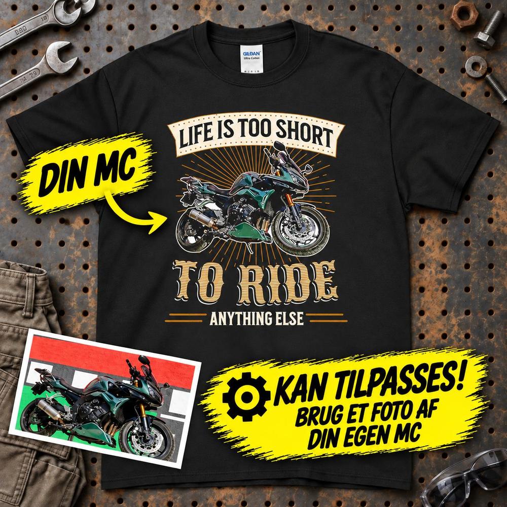 
Produktbillede af Personlig - Life Is Too Short To Ride Anything Else - Med Din MC Billede T-Shirt