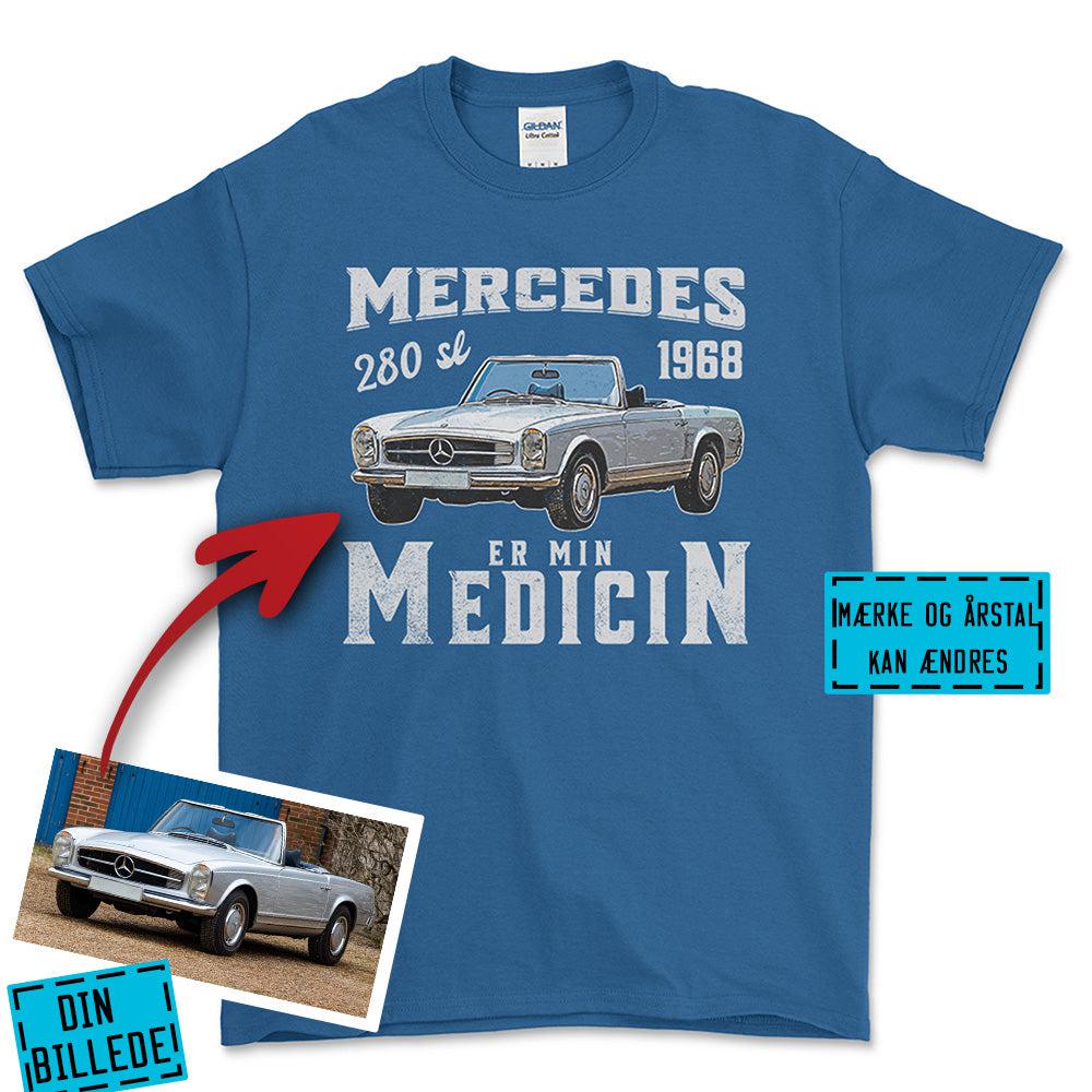 Personlig - Min Bil/MC Er Min Medicin - Med Din Bil MC Billede Unisex T-Shirt , Bomuld-Beklædning-Garage Culture-Blå Royal-S-Garage Culture Shop- garage - man cave - merchandise