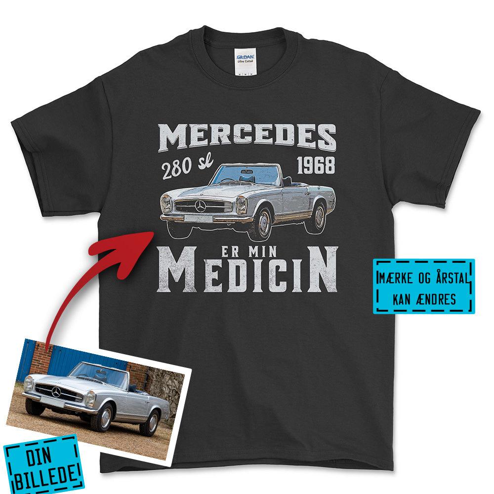 Personlig - Min Bil/MC Er Min Medicin - Med Din Bil MC Billede Unisex T-Shirt , Bomuld-Beklædning-Garage Culture-Sort-S-Garage Culture Shop- garage - man cave - merchandise