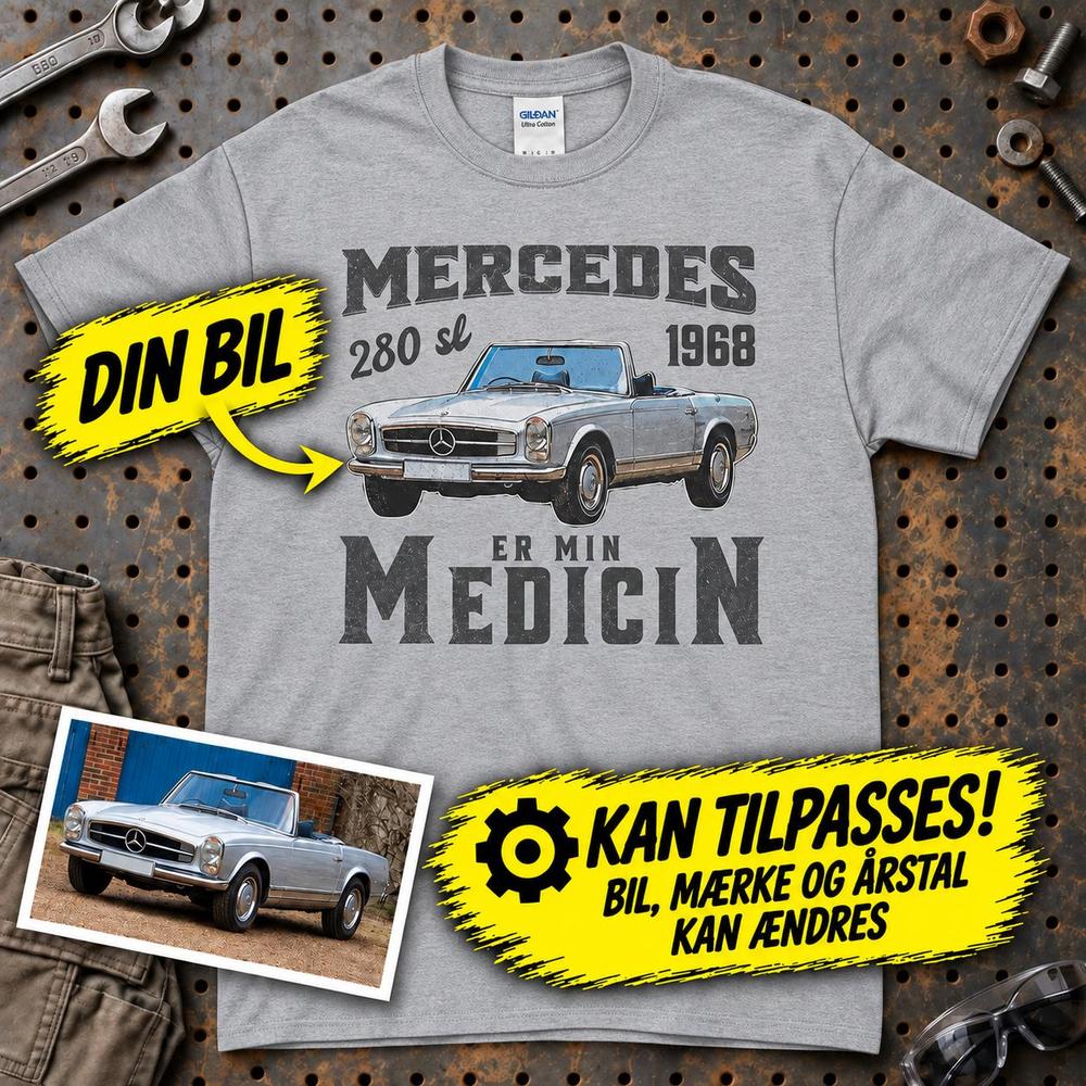 
Produktbillede af Personlig - Min Bil/MC Er Min Medicin - Med Din Bil MC Billede T-Shirt