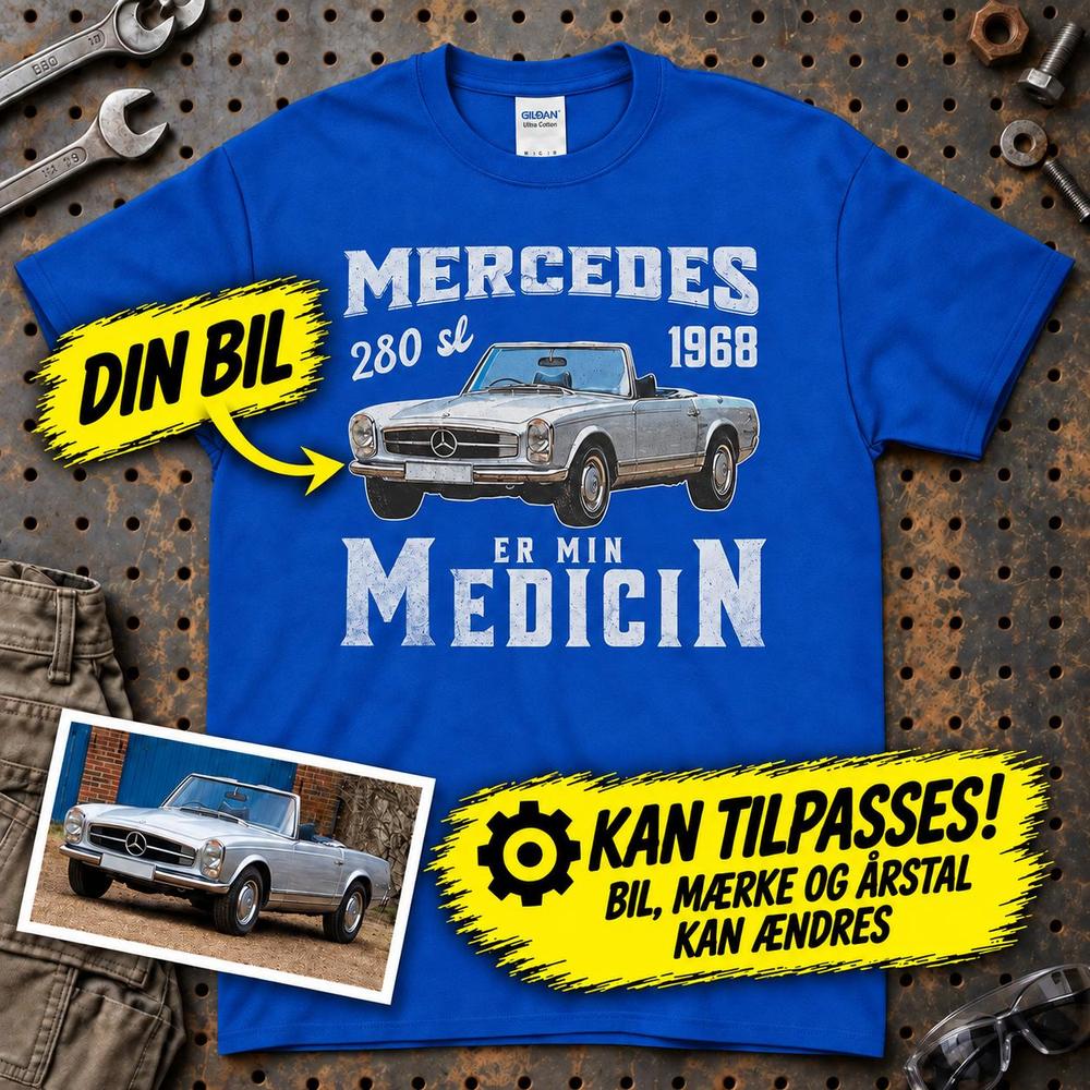 
Produktbillede af Personlig - Min Bil/MC Er Min Medicin - Med Din Bil MC Billede T-Shirt