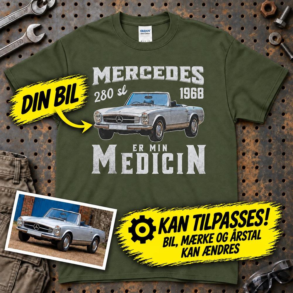 
Produktbillede af Personlig - Min Bil/MC Er Min Medicin - Med Din Bil MC Billede T-Shirt