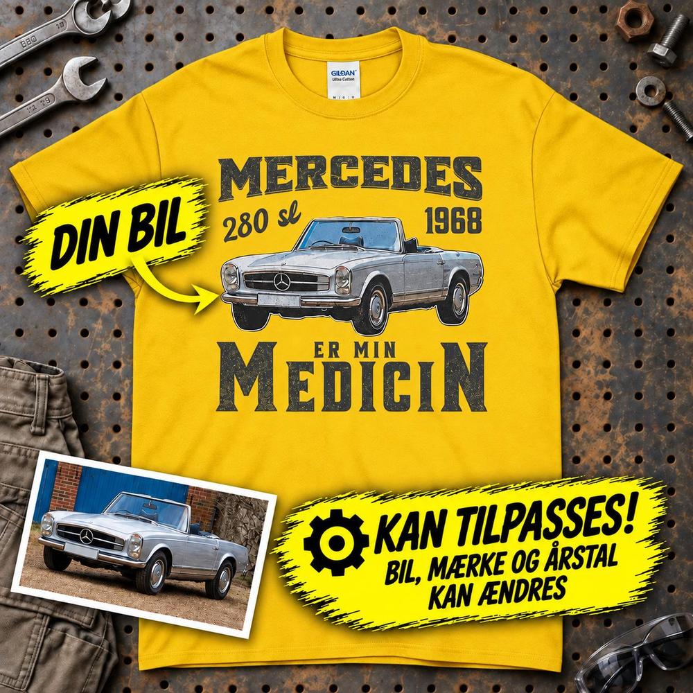 
Produktbillede af Personlig - Min Bil/MC Er Min Medicin - Med Din Bil MC Billede T-Shirt