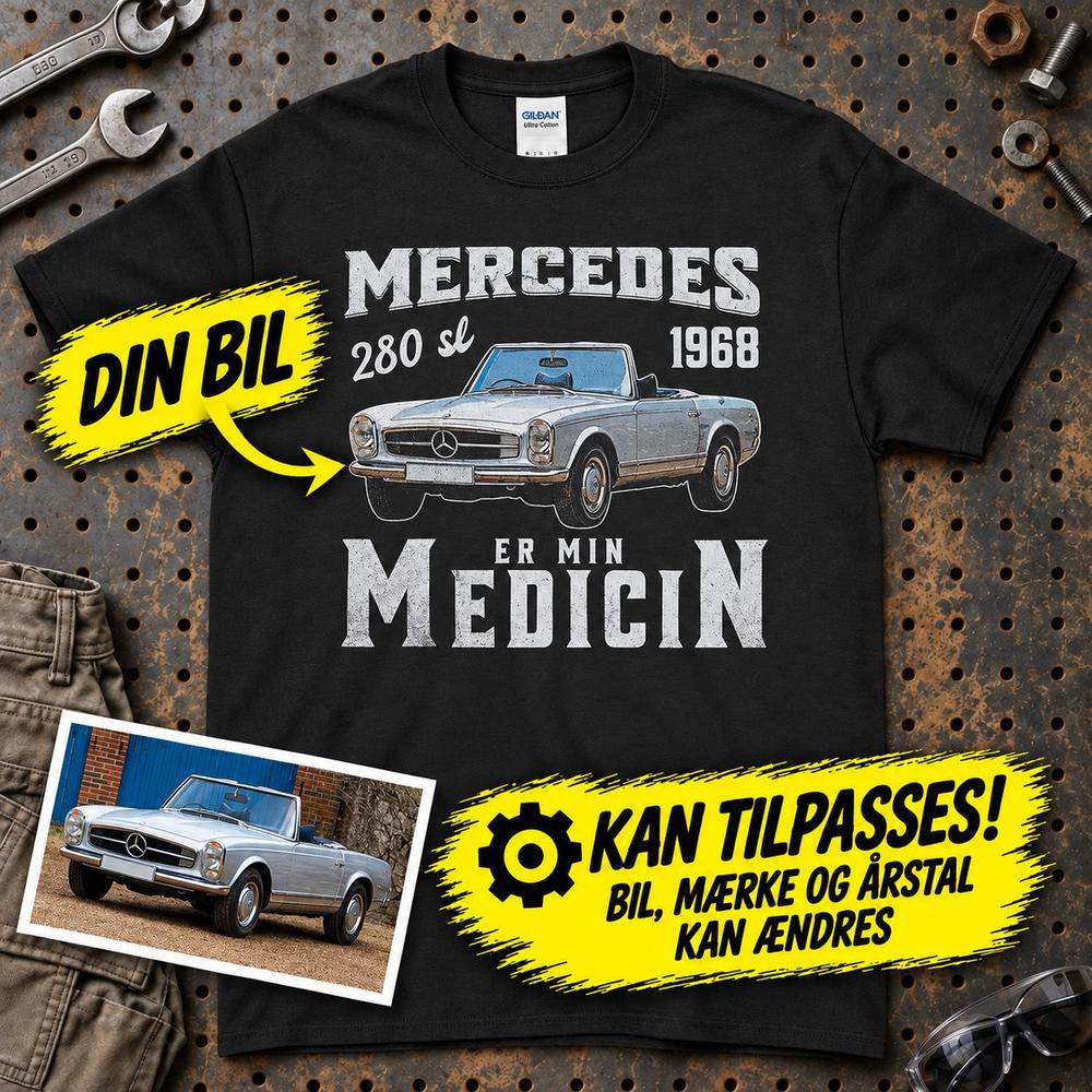 
Produktbillede af Personlig - Min Bil/MC Er Min Medicin - Med Din Bil MC Billede T-Shirt