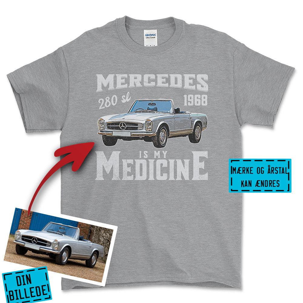 Personlig - My Car/MC Is My Medicine - Med Din Bil MC Billede Unisex T-Shirt , Bomuld-Beklædning-Garage Culture-Grå Sport-S-Forside-Garage Culture Shop- garage - man cave - merchandise