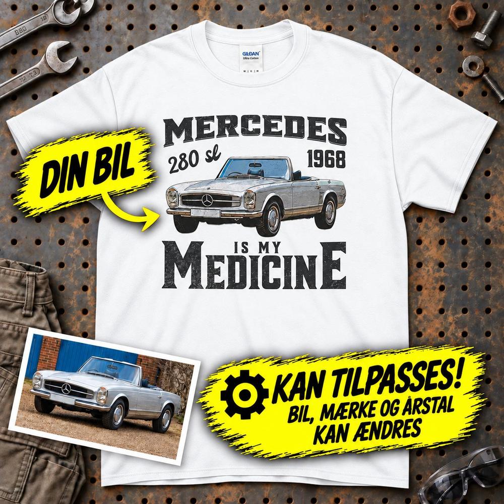 
Produktbillede af Personlig - My Car/MC Is My Medicine - Med Din Bil MC Billede T-Shirt