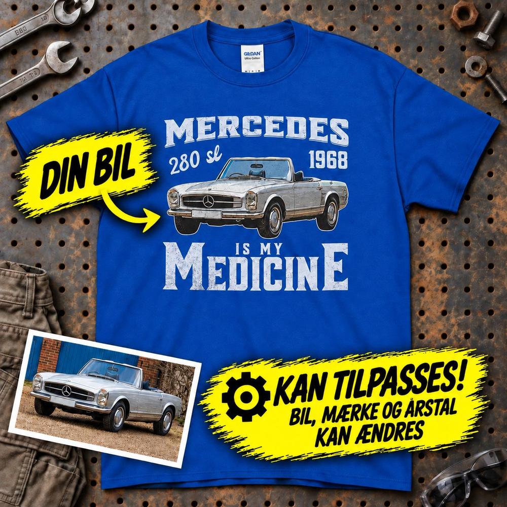 
Produktbillede af Personlig - My Car/MC Is My Medicine - Med Din Bil MC Billede T-Shirt