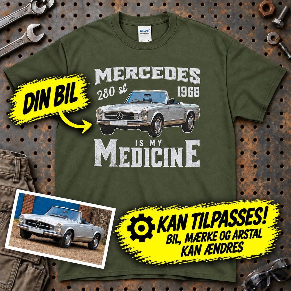 
Produktbillede af Personlig - My Car/MC Is My Medicine - Med Din Bil MC Billede T-Shirt
