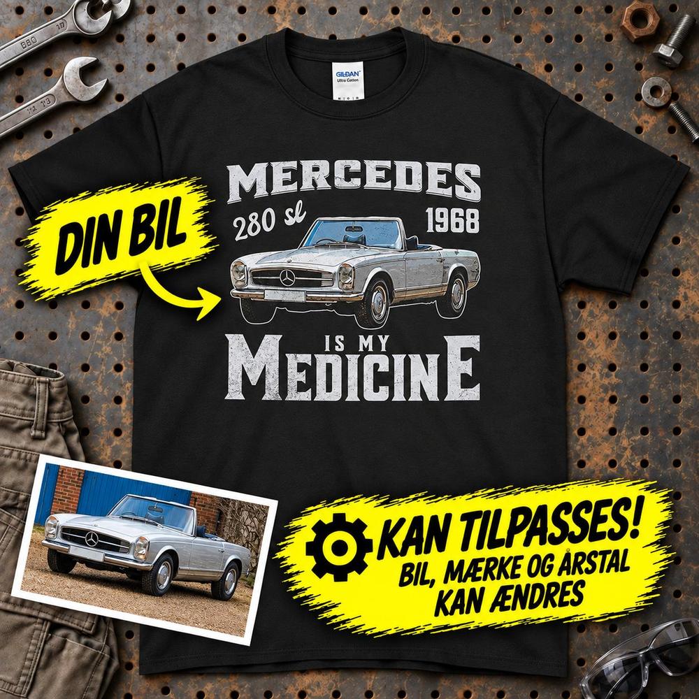 
Produktbillede af Personlig - My Car/MC Is My Medicine - Med Din Bil MC Billede T-Shirt