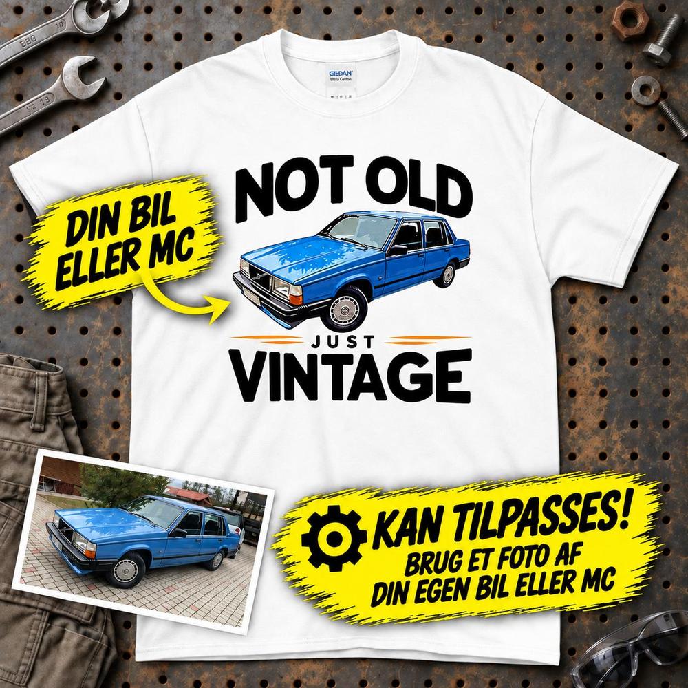 
Produktbillede af Personlig - Not Old Just Vintage - Med Din Bil MC Billede T-Shirt
