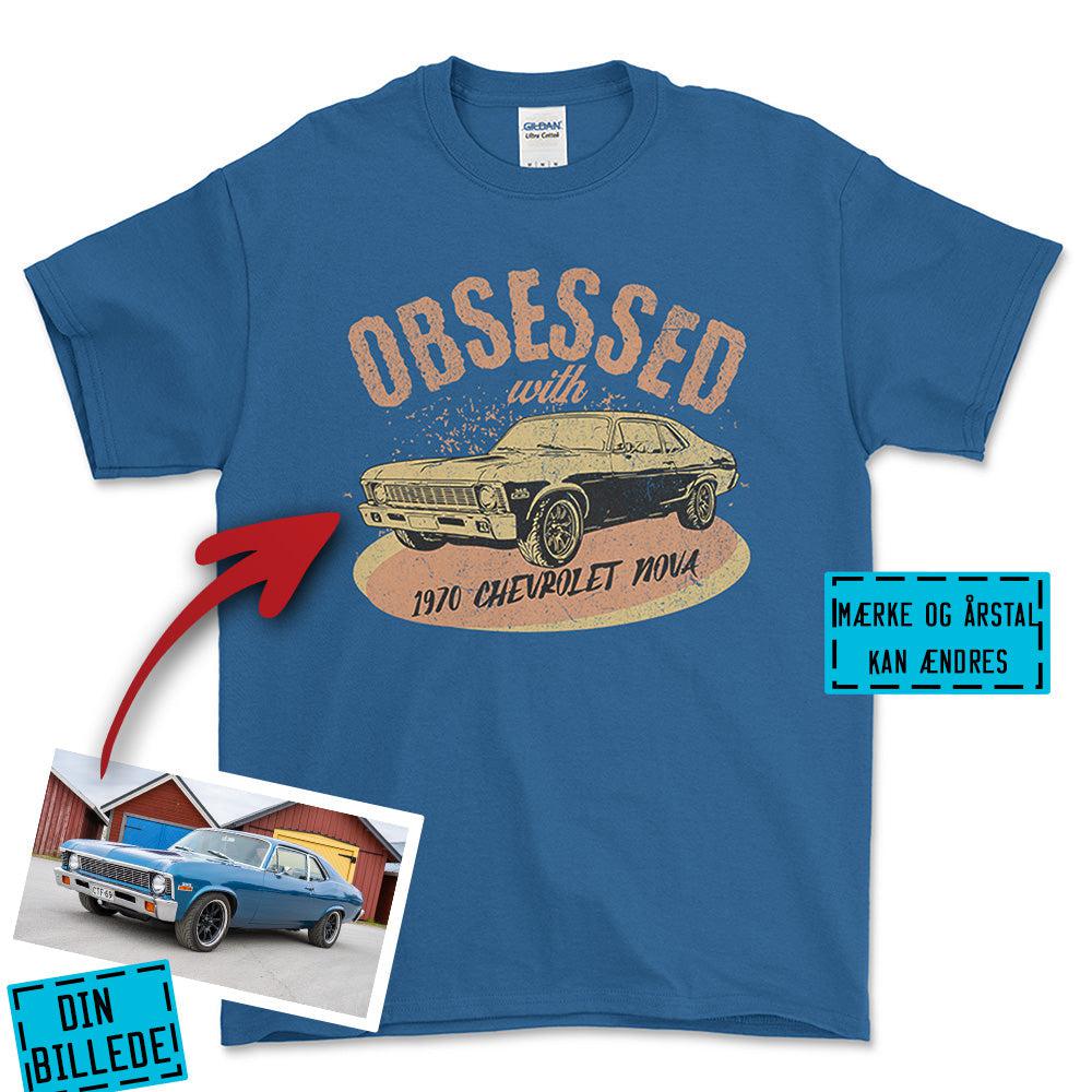 Personlig - Obsessed With My Car/Motorcycle - Med Din Bil MC Billede T-Shirt-Beklædning-Garage Culture-Blå Royal-S-Garage Culture Shop- garage - man cave - merchandise