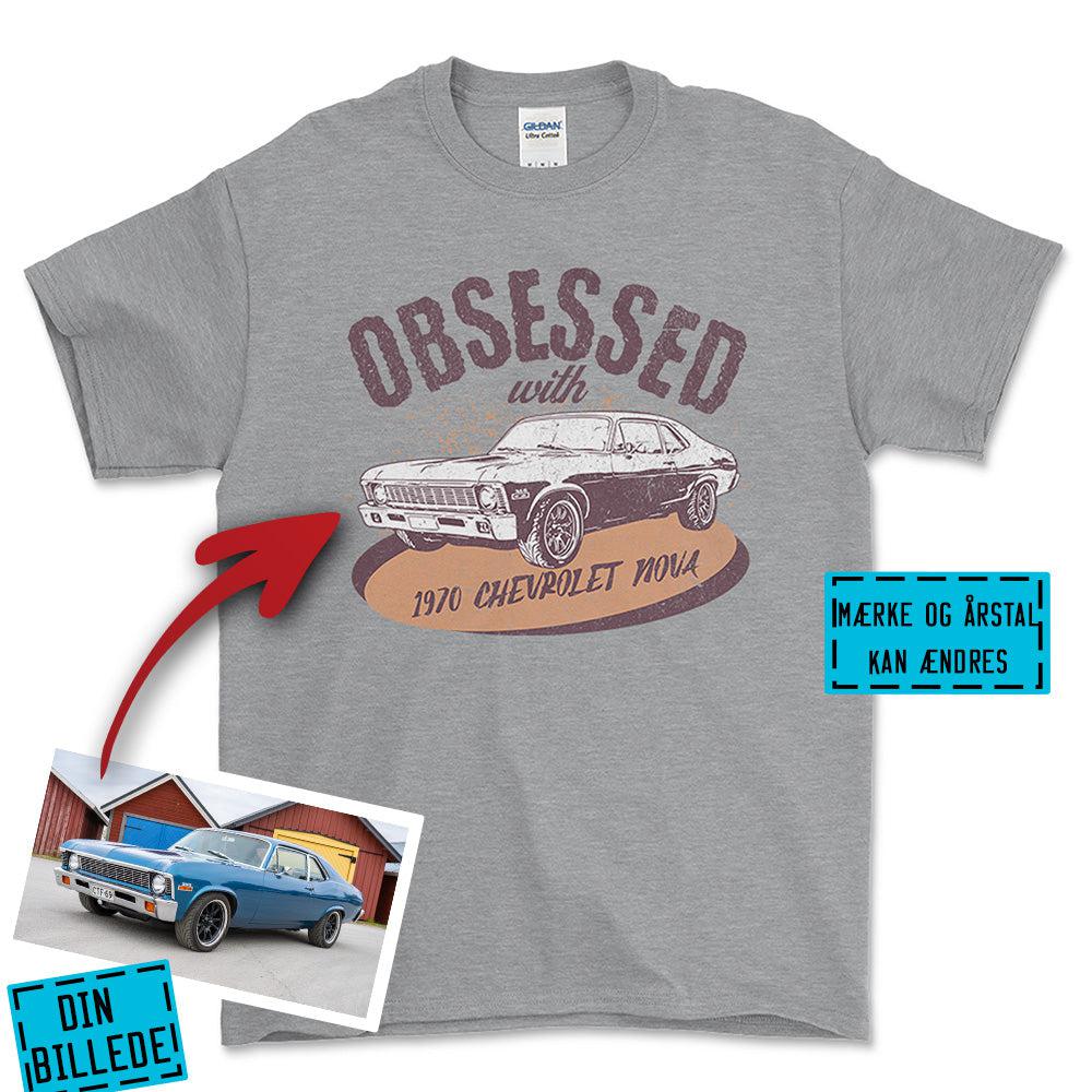 Personlig - Obsessed With My Car/Motorcycle - Med Din Bil MC Billede T-Shirt-Beklædning-Garage Culture-Grå Sport-S-Garage Culture Shop- garage - man cave - merchandise
