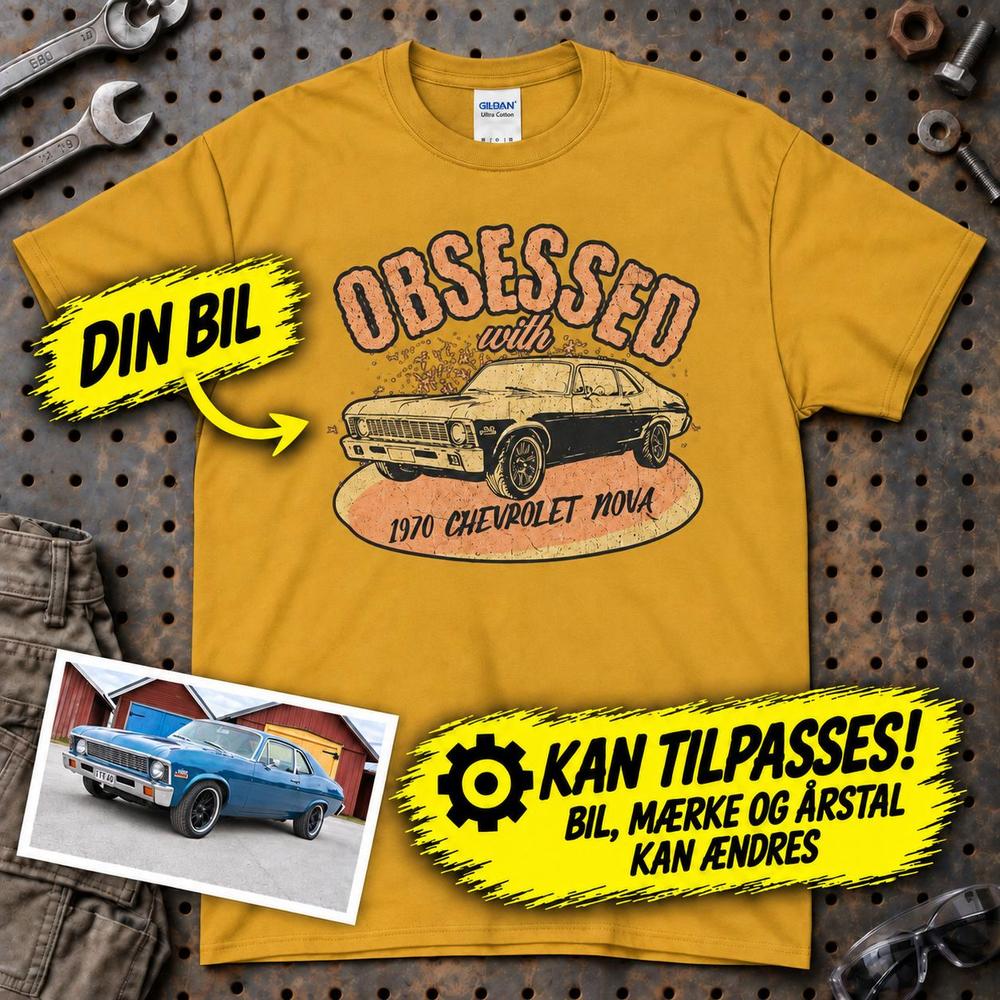 
Produktbillede af Personlig - Obsessed With My Car/Motorcycle - Med Din Bil MC Billede T-Shirt