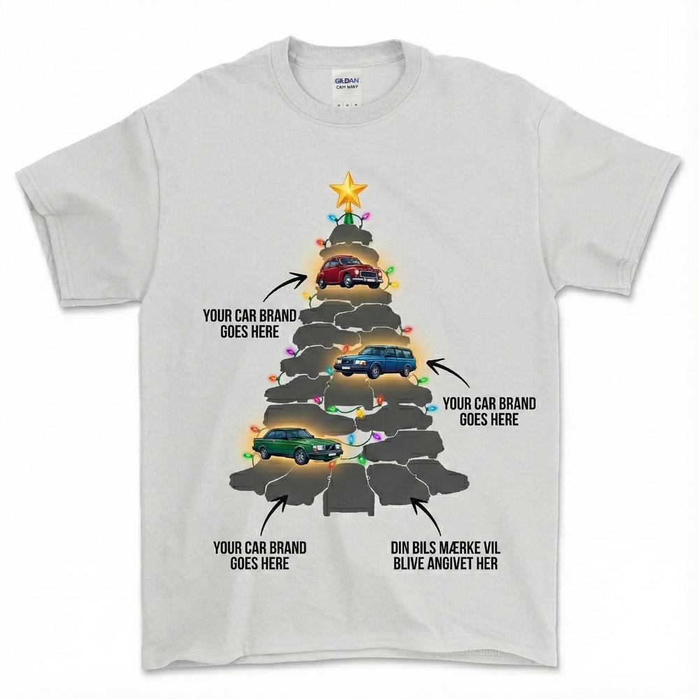 Personlig - 🎄 Personlig Jule-T-Shirt med Dit Favoritmærke – Custom Design-Beklædning-Garage Culture-Hvid-S-Garage Culture Shop- garage - man cave - merchandise