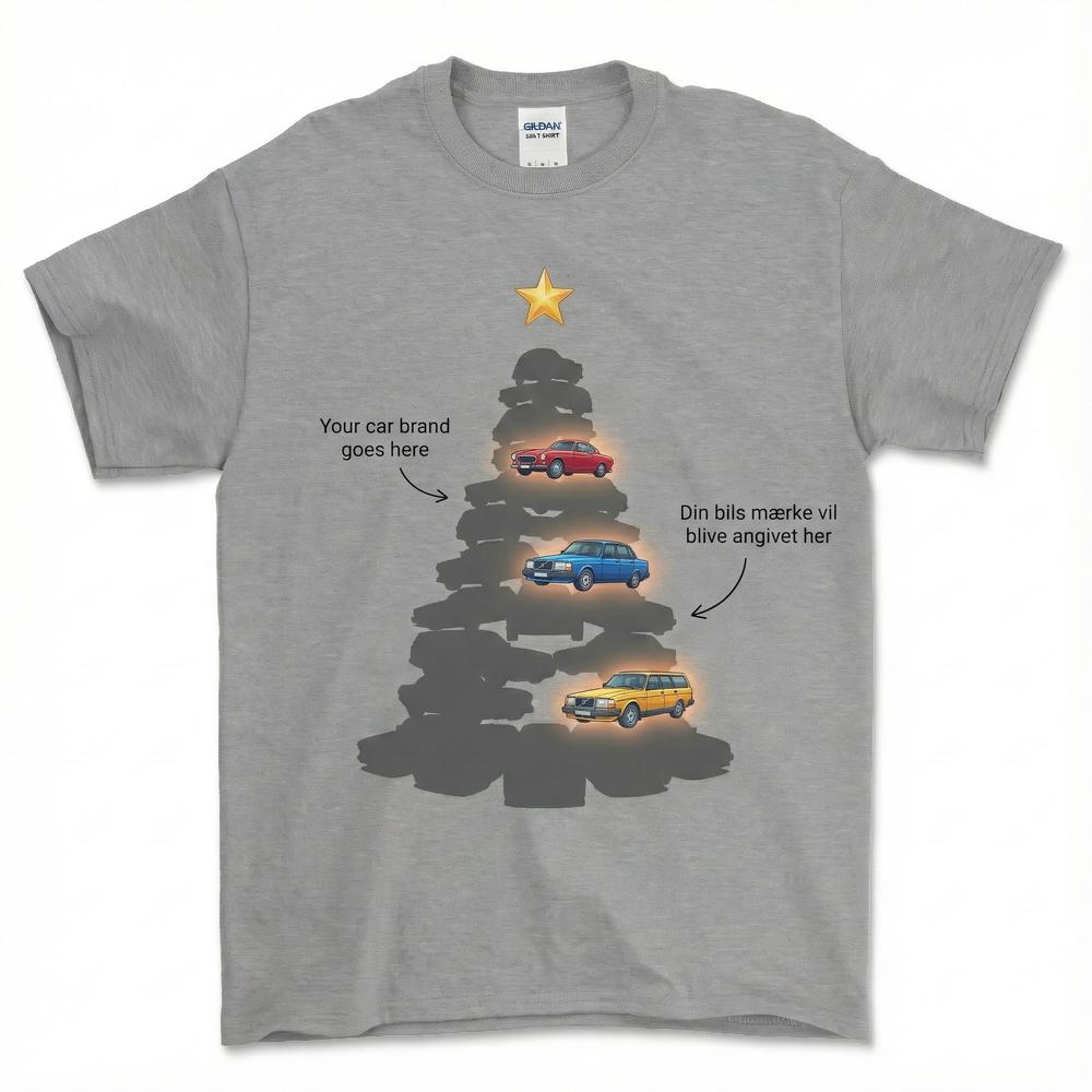 Personlig - 🎄 Personlig Jule-T-Shirt med Dit Favoritmærke – Custom Design-Beklædning-Garage Culture-Grå Sport-S-Forside-Garage Culture Shop- garage - man cave - merchandise