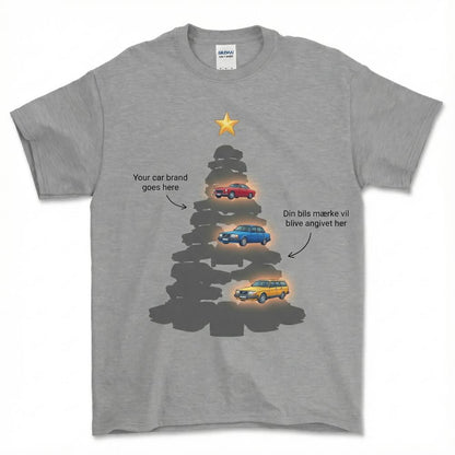 Personlig - 🎄 Personlig Jule-T-Shirt med Dit Favoritmærke – Custom Design-Beklædning-Garage Culture-Grå Sport-S-Forside-Garage Culture Shop- garage - man cave - merchandise