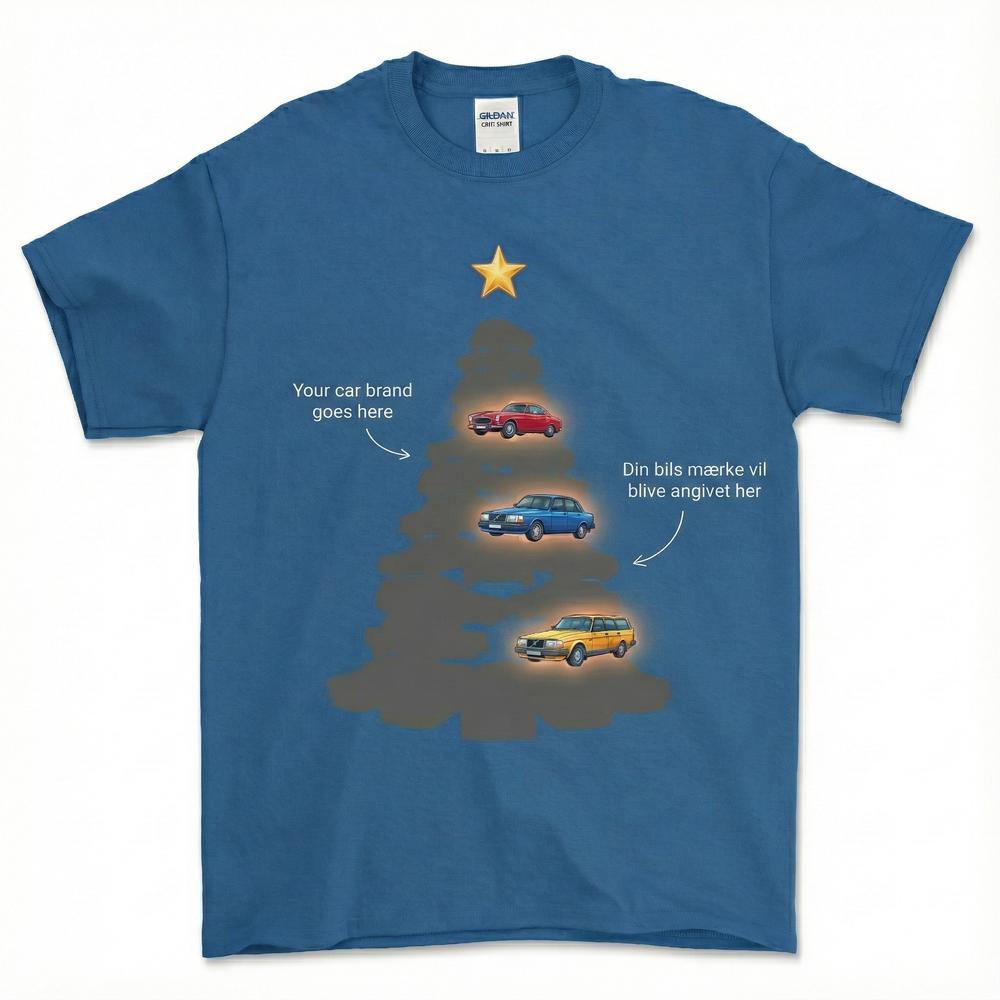 Personlig - 🎄 Personlig Jule-T-Shirt med Dit Favoritmærke – Custom Design-Beklædning-Garage Culture-Blå Royal-S-Garage Culture Shop- garage - man cave - merchandise
