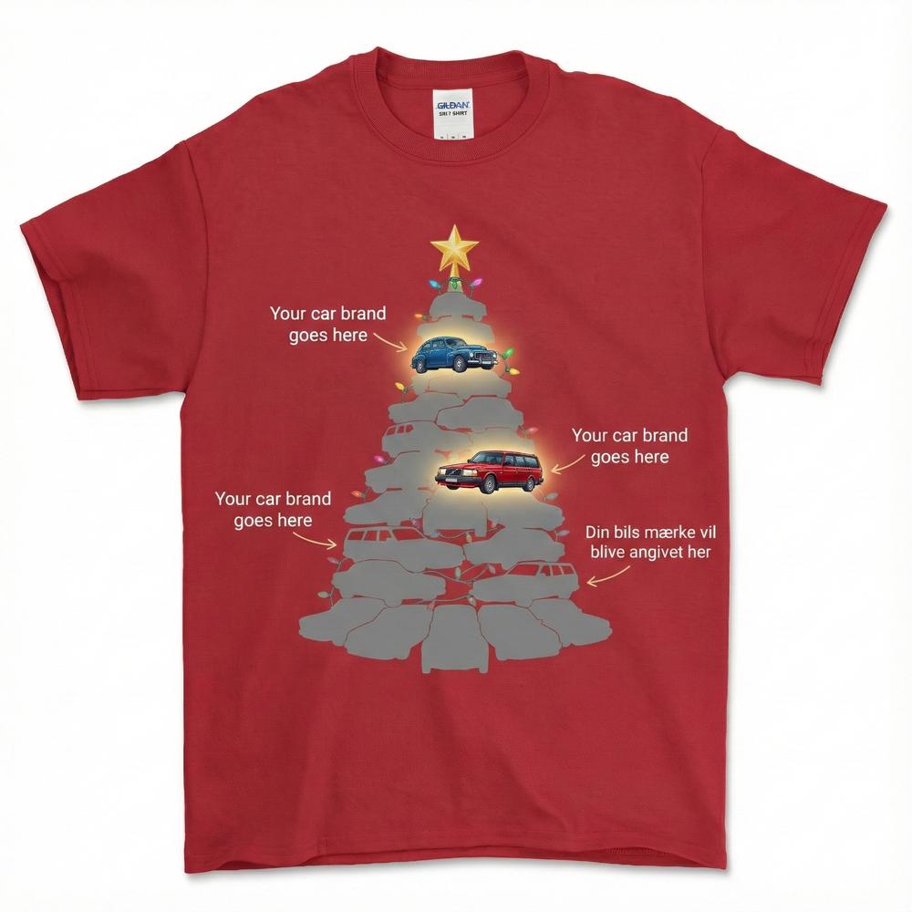 Personlig - 🎄 Personlig Jule-T-Shirt med Dit Favoritmærke – Custom Design-Beklædning-Garage Culture-Rød-S-Garage Culture Shop- garage - man cave - merchandise