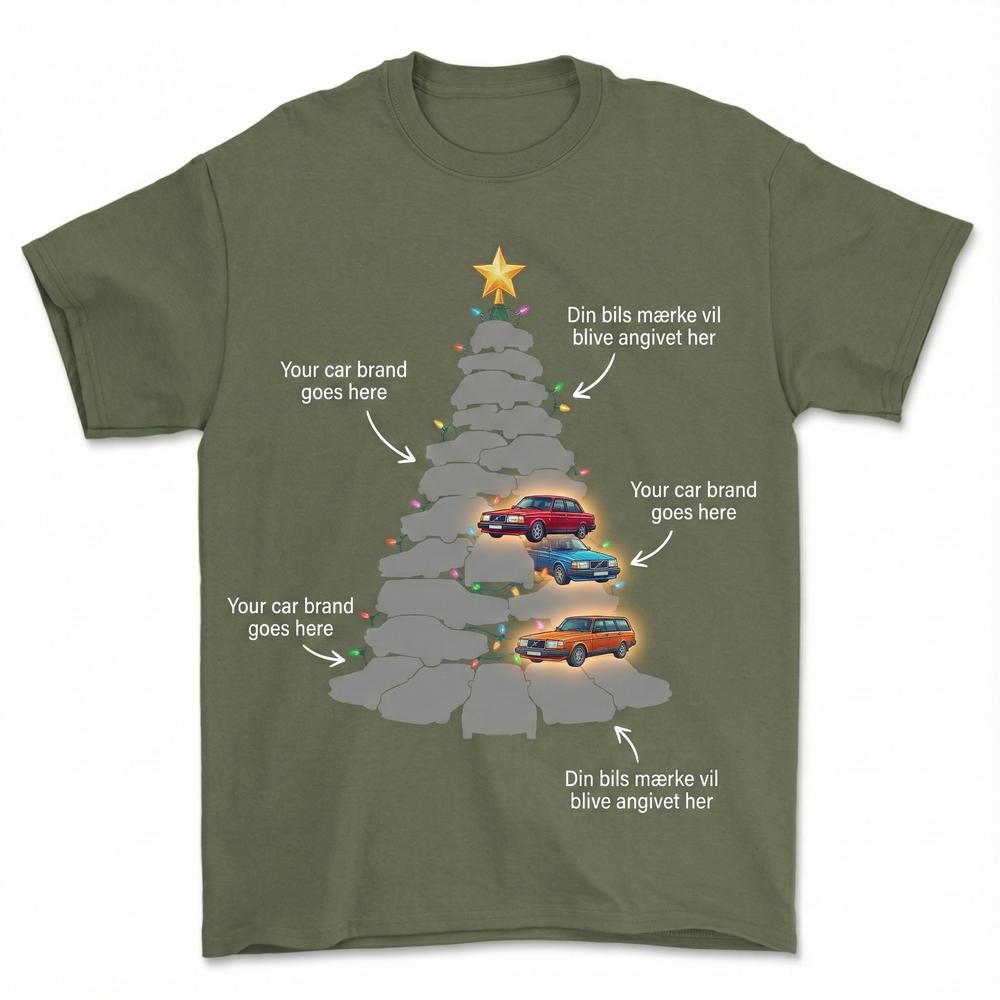 Personlig - 🎄 Personlig Jule-T-Shirt med Dit Favoritmærke – Custom Design-Beklædning-Garage Culture-Grøn Militær-S-Garage Culture Shop- garage - man cave - merchandise