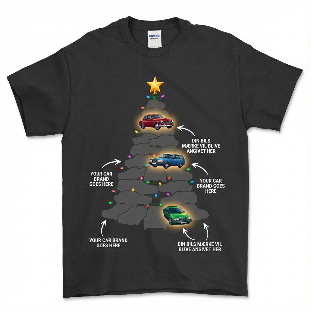 Personlig - 🎄 Personlig Jule-T-Shirt med Dit Favoritmærke – Custom Design-Beklædning-Garage Culture-Sort-S-Garage Culture Shop- garage - man cave - merchandise