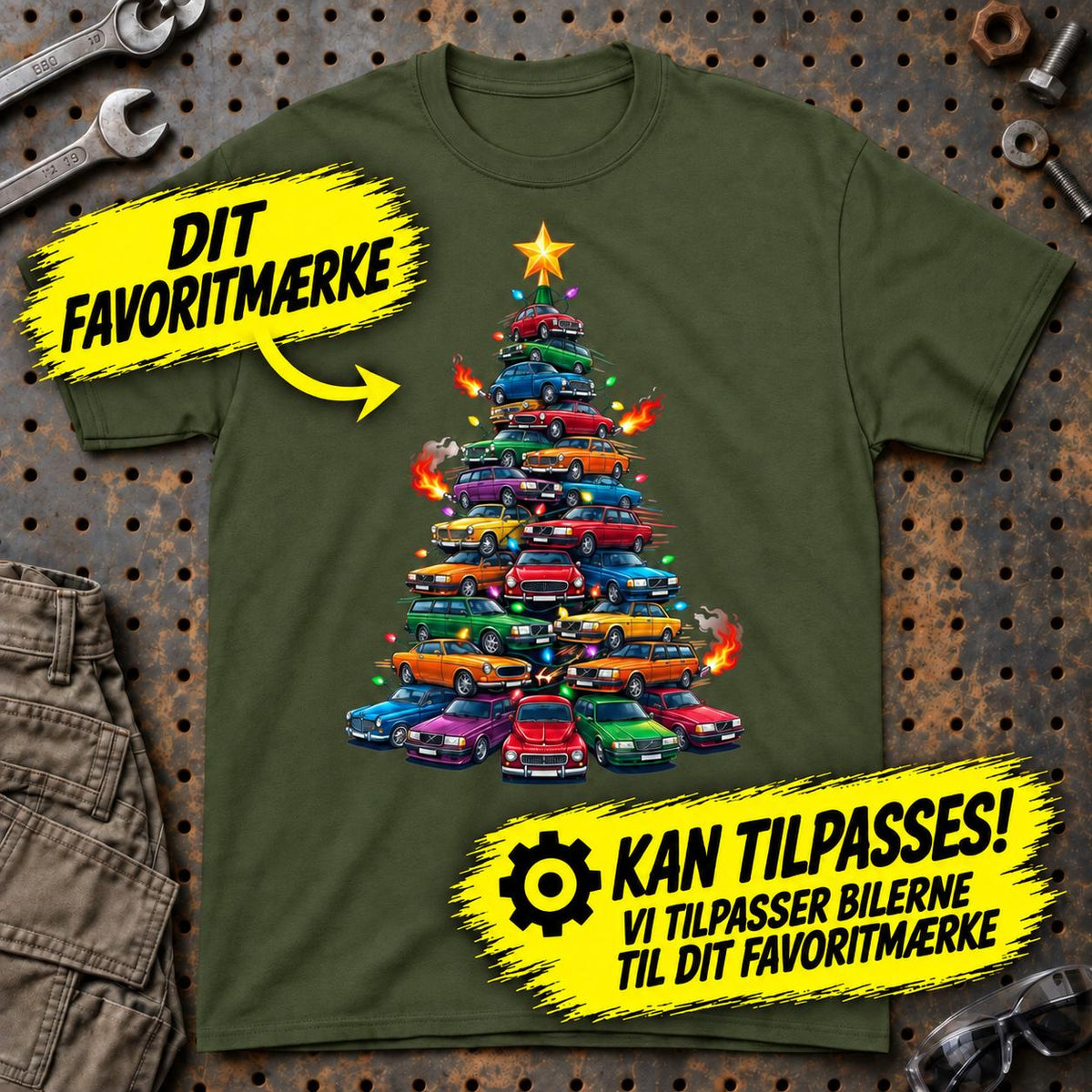 
Produktbillede af Personlig - 🎄 Personlig Jule-T-Shirt med Dit Favoritmærke – Custom Design