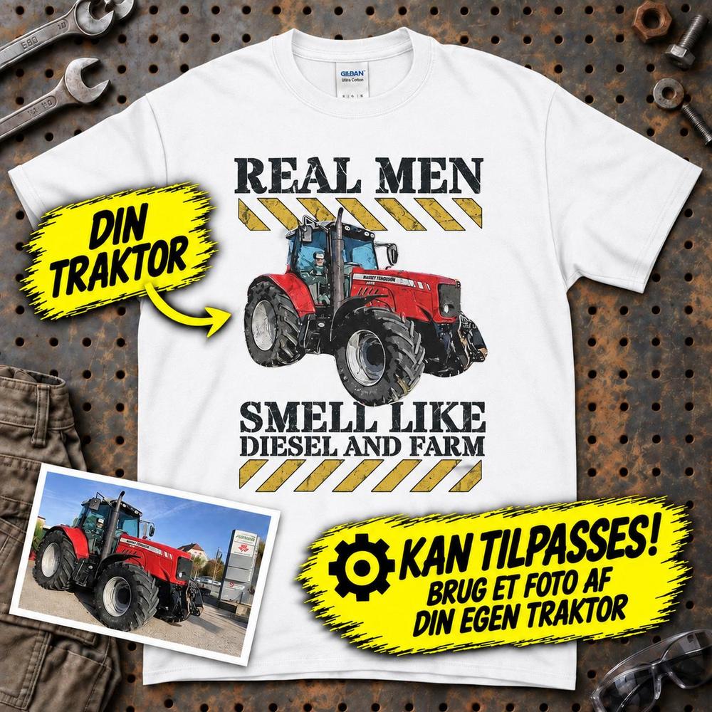 
Produktbillede af Personlig - Real Men Smell Like Diesel And Farm - Dit traktor billede T-Shirt