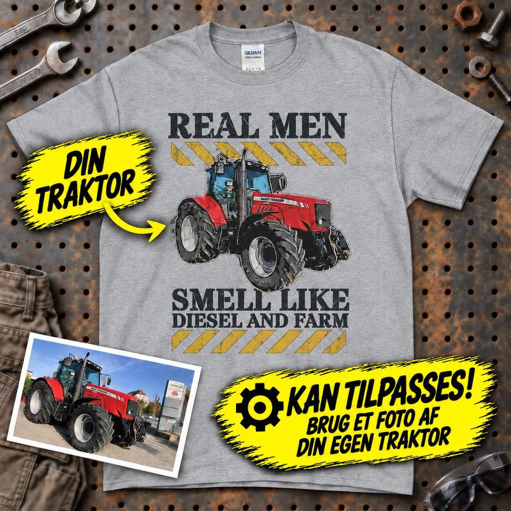 
Produktbillede af Personlig - Real Men Smell Like Diesel And Farm - Dit traktor billede T-Shirt