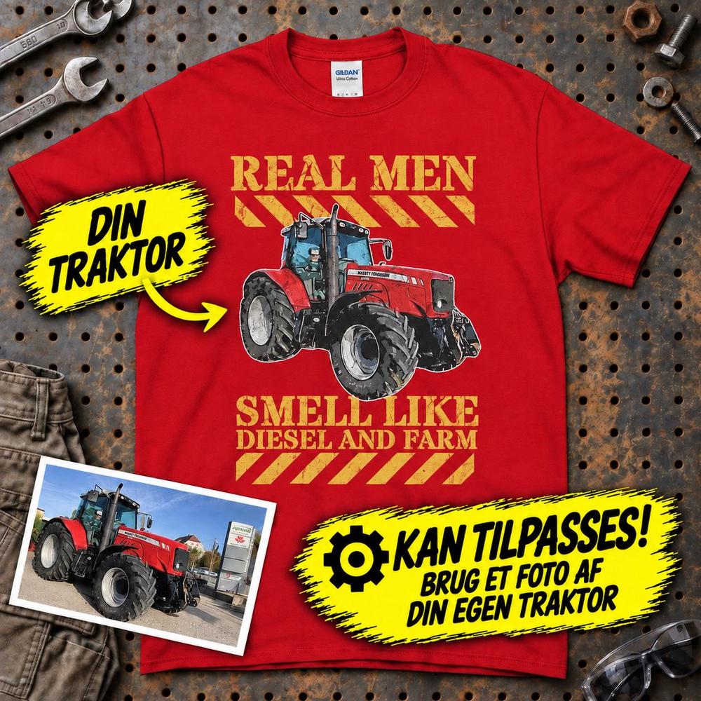 
Produktbillede af Personlig - Real Men Smell Like Diesel And Farm - Dit traktor billede T-Shirt