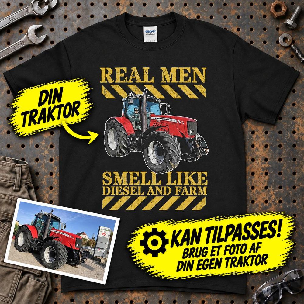 
Produktbillede af Personlig - Real Men Smell Like Diesel And Farm - Dit traktor billede T-Shirt