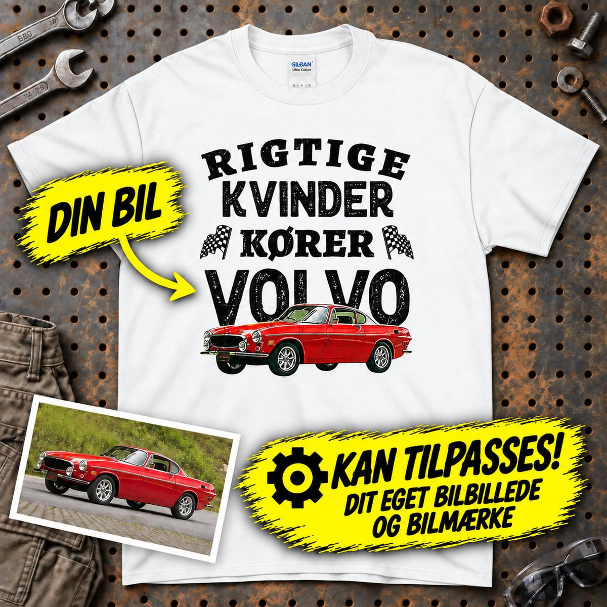 
Produktbillede af Personlig - Rigtige Kvinder Kører - Med Din Bil MC Billede T-Shirt