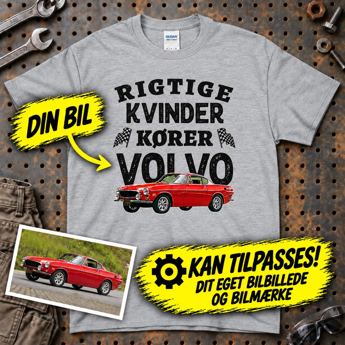 
Produktbillede af Personlig - Rigtige Kvinder Kører - Med Din Bil MC Billede T-Shirt