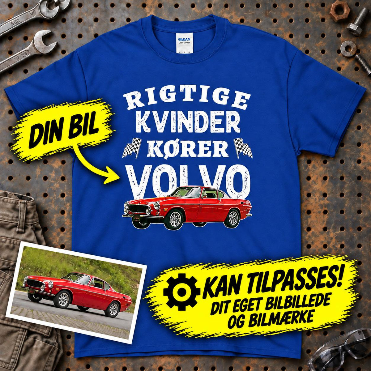 
Produktbillede af Personlig - Rigtige Kvinder Kører - Med Din Bil MC Billede T-Shirt