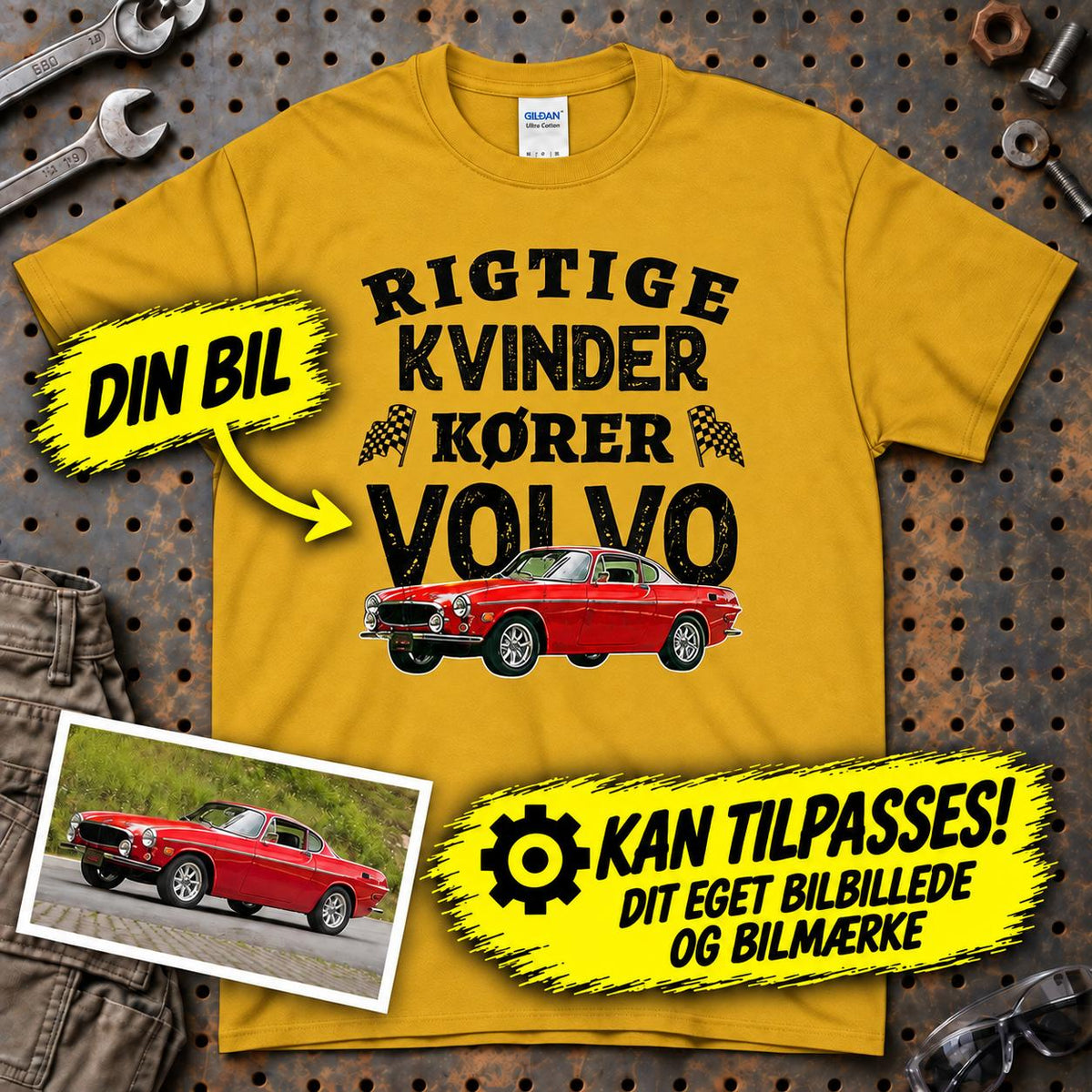 
Produktbillede af Personlig - Rigtige Kvinder Kører - Med Din Bil MC Billede T-Shirt