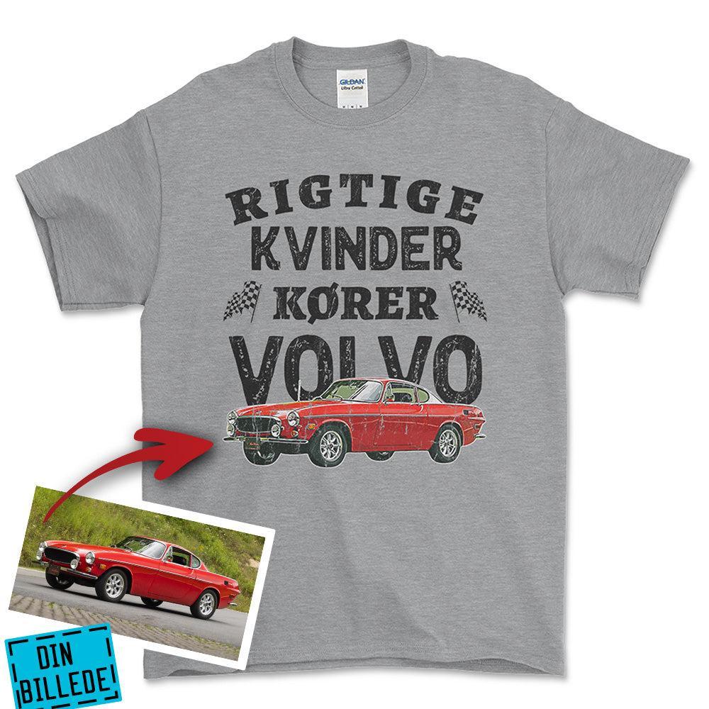 Personlig - Rigtige Kvinder Kører - Med Din Bil MC Billede Unisex T-Shirt , Bomuld-Beklædning-Garage Culture-Grå Sport-S-Forside-Garage Culture Shop- garage - man cave - merchandise