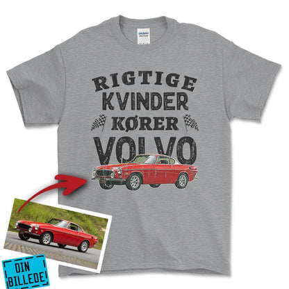 Personlig - Rigtige Kvinder Kører - Med Din Bil MC Billede Unisex T-Shirt , Bomuld-Beklædning-Garage Culture-Grå Sport-S-Forside-Garage Culture Shop- garage - man cave - merchandise
