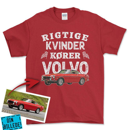 Personlig - Rigtige Kvinder Kører - Med Din Bil MC Billede Unisex T-Shirt , Bomuld-Beklædning-Garage Culture-Rød-S-Forside-Garage Culture Shop- garage - man cave - merchandise