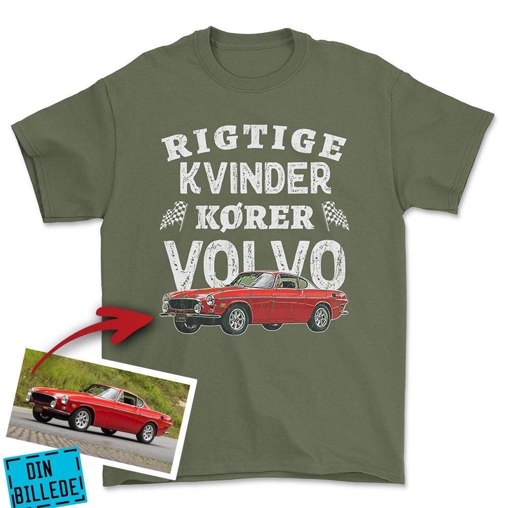 Personlig - Rigtige Kvinder Kører - Med Din Bil MC Billede Unisex T-Shirt , Bomuld-Beklædning-Garage Culture-Grøn Militær-S-Forside-Garage Culture Shop- garage - man cave - merchandise