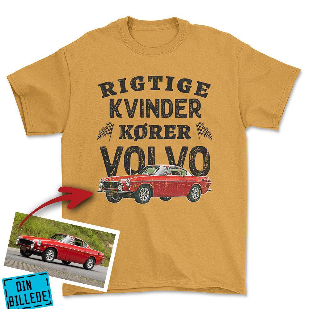 Personlig - Rigtige Kvinder Kører - Med Din Bil MC Billede Unisex T-Shirt , Bomuld-Beklædning-Garage Culture-Guld-S-Forside-Garage Culture Shop- garage - man cave - merchandise