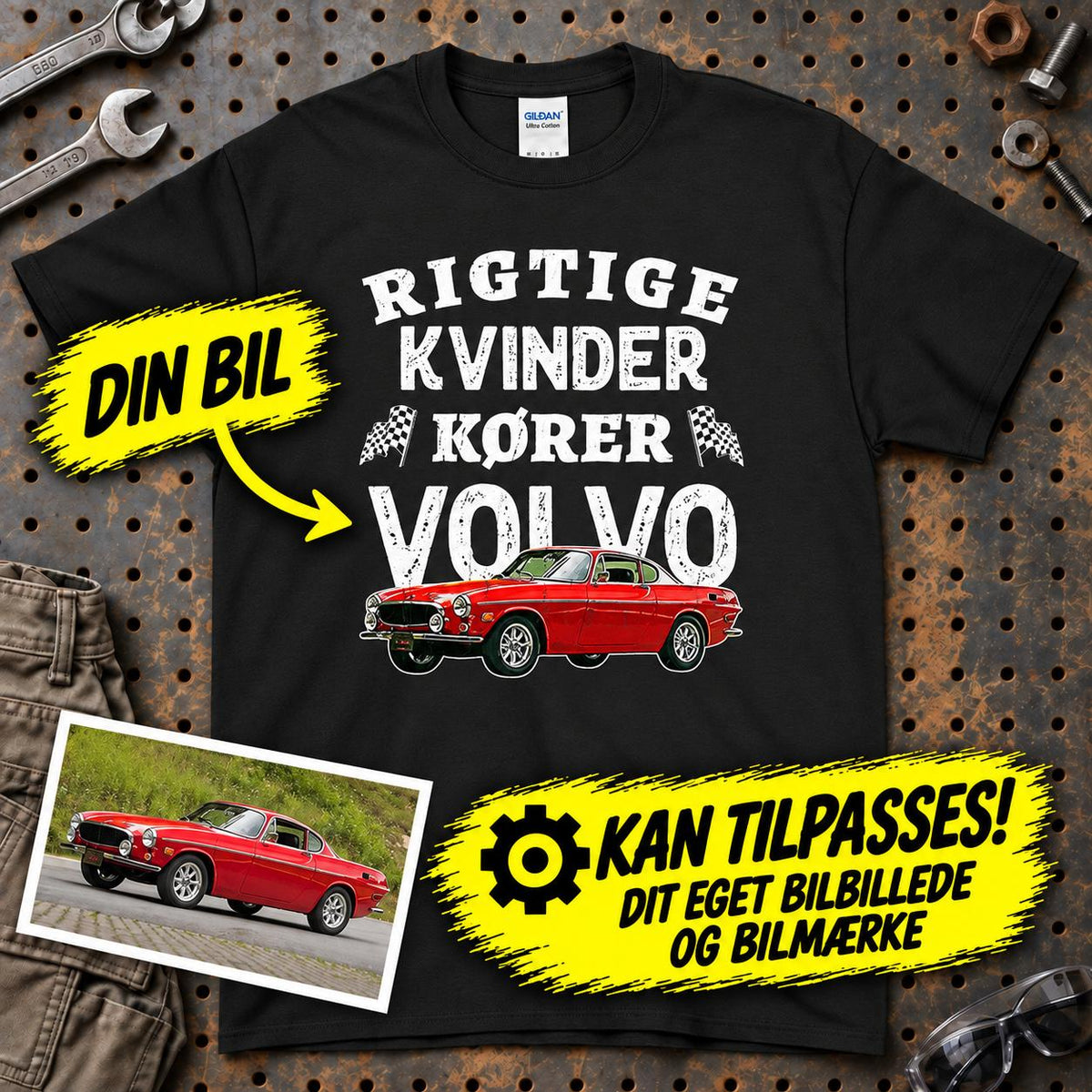 
Produktbillede af Personlig - Rigtige Kvinder Kører - Med Din Bil MC Billede T-Shirt